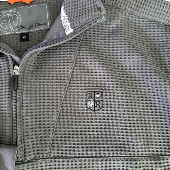 Straight Down Pullover Mens XL Gray Waffle Knit 1/4 Zip Golf Sweater Logo - Picture 3 of 11